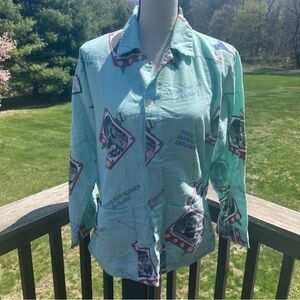 Nick & Nora pajama top pjs sleepwear flannel I Love Lucy vitameatavegamin small